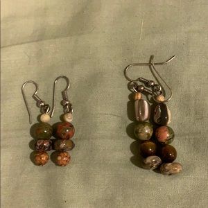 Homemade silver and beaded earrings